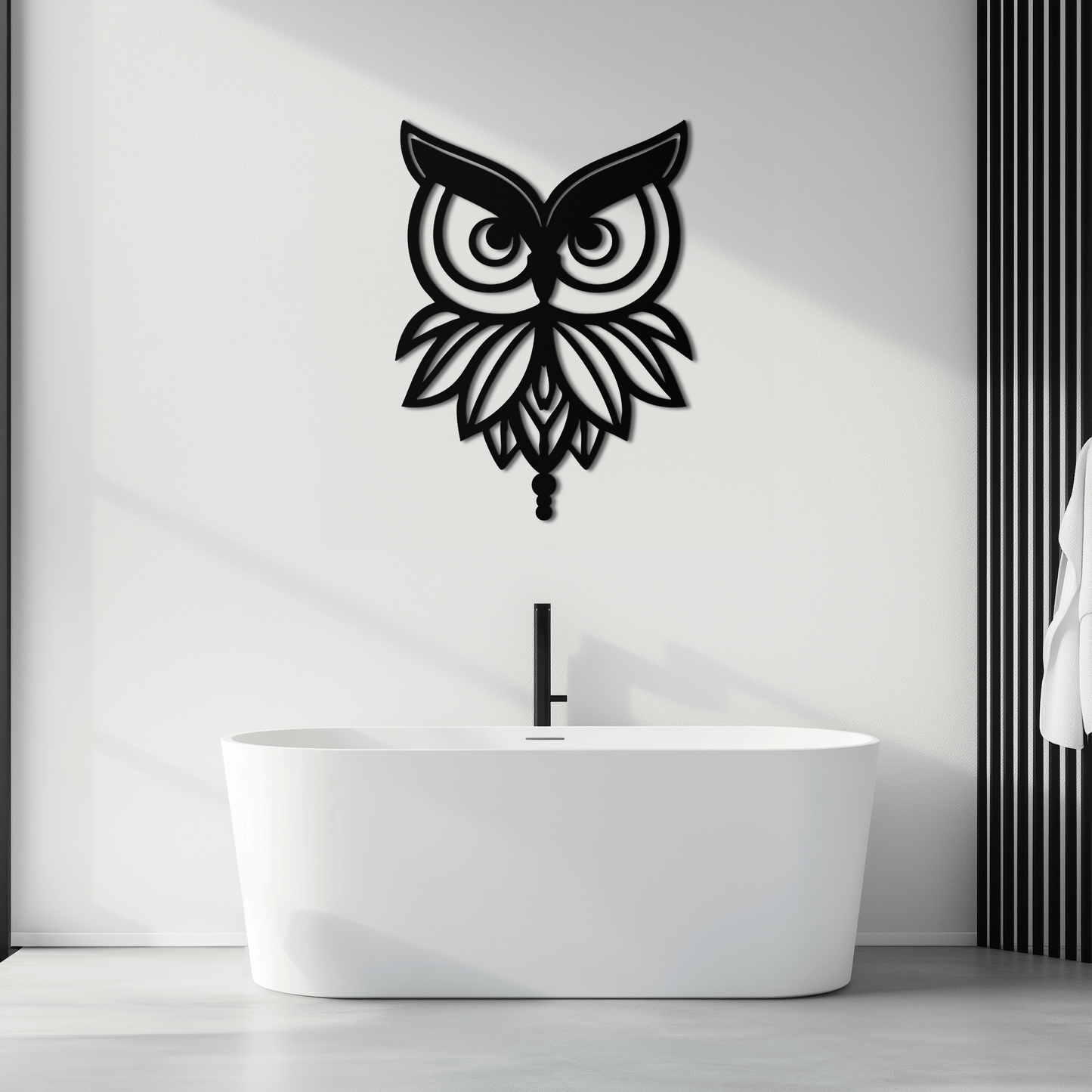 Owl Silhouette Metal Wall Art – Black Steel Bird Wall Decor for Modern Homes- KAF517