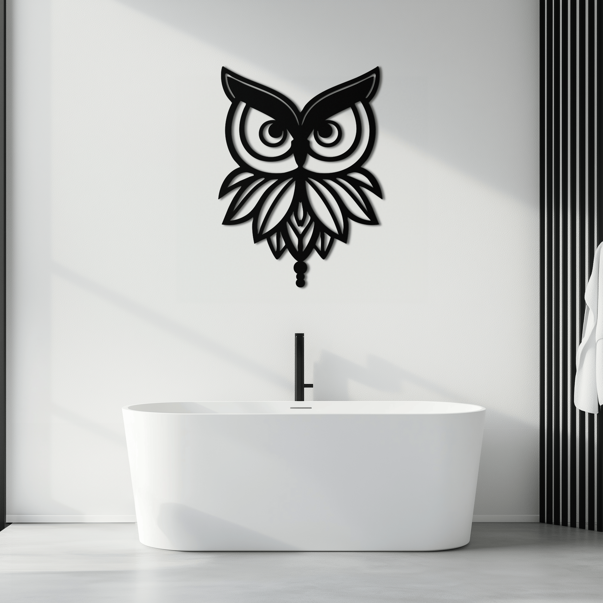 Owl Silhouette Metal Wall Art – Black Steel Bird Wall Decor for Modern Homes- KAF517