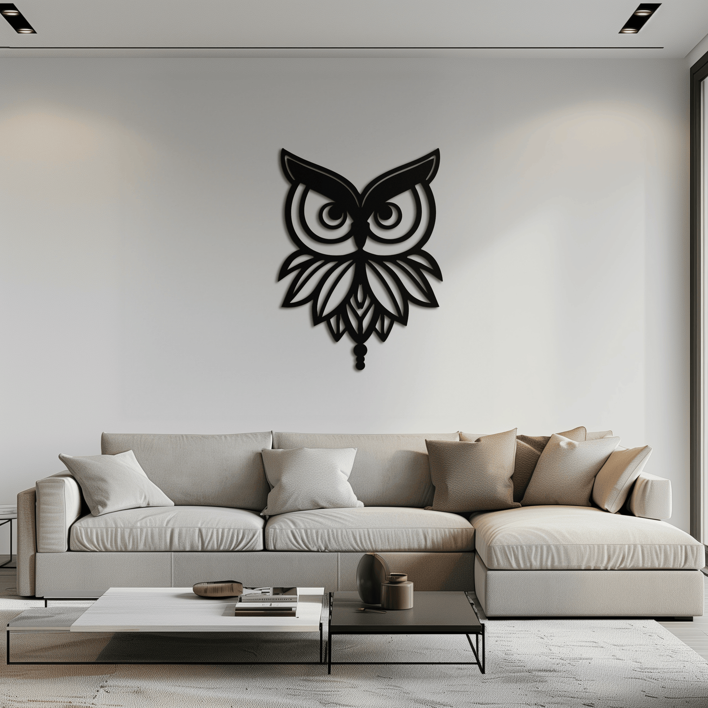 Owl Silhouette Metal Wall Art – Black Steel Bird Wall Decor for Modern Homes- KAF517