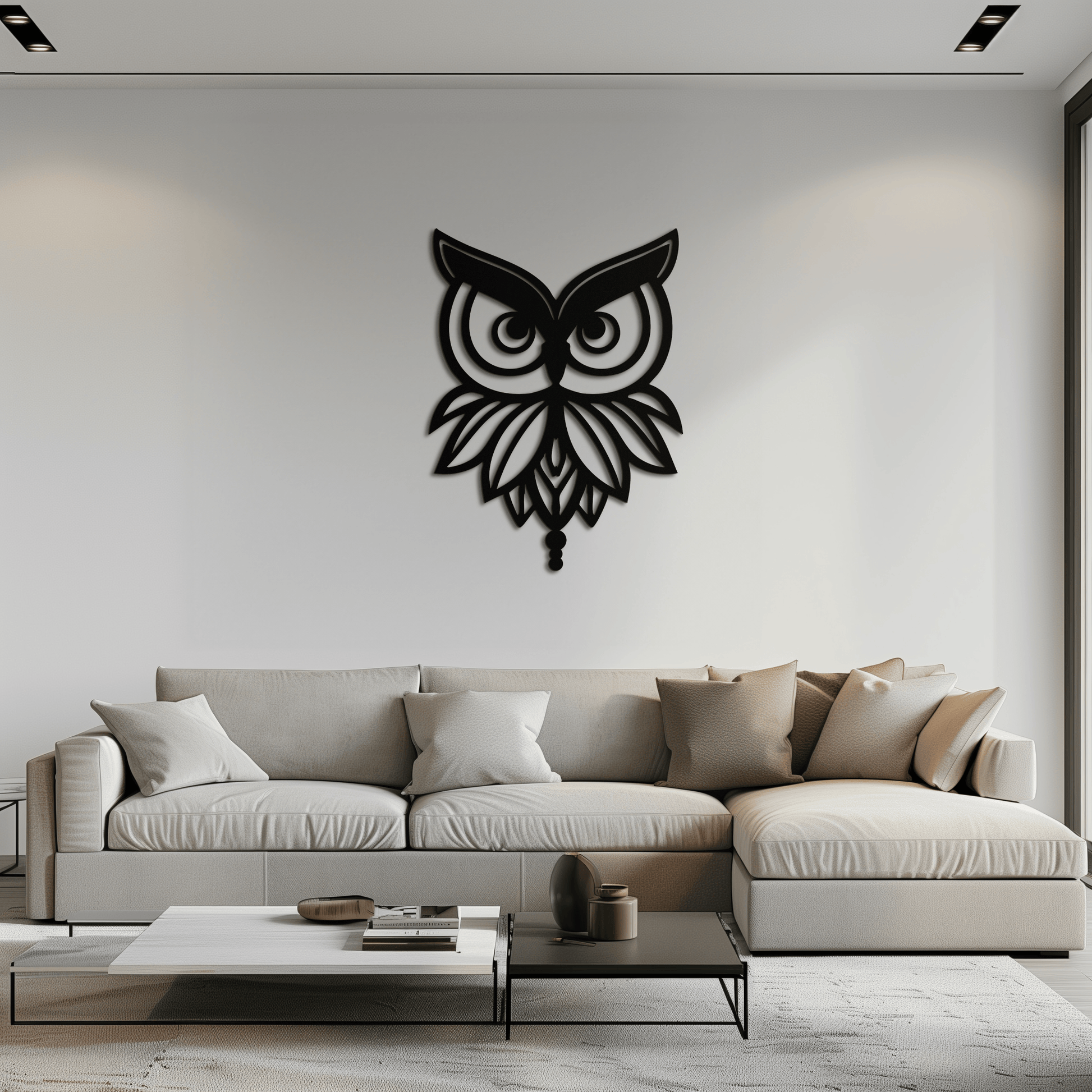 Owl Silhouette Metal Wall Art – Black Steel Bird Wall Decor for Modern Homes- KAF517