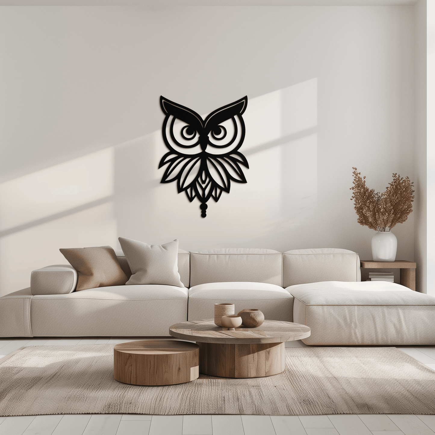 Owl Silhouette Metal Wall Art – Black Steel Bird Wall Decor for Modern Homes- KAF517