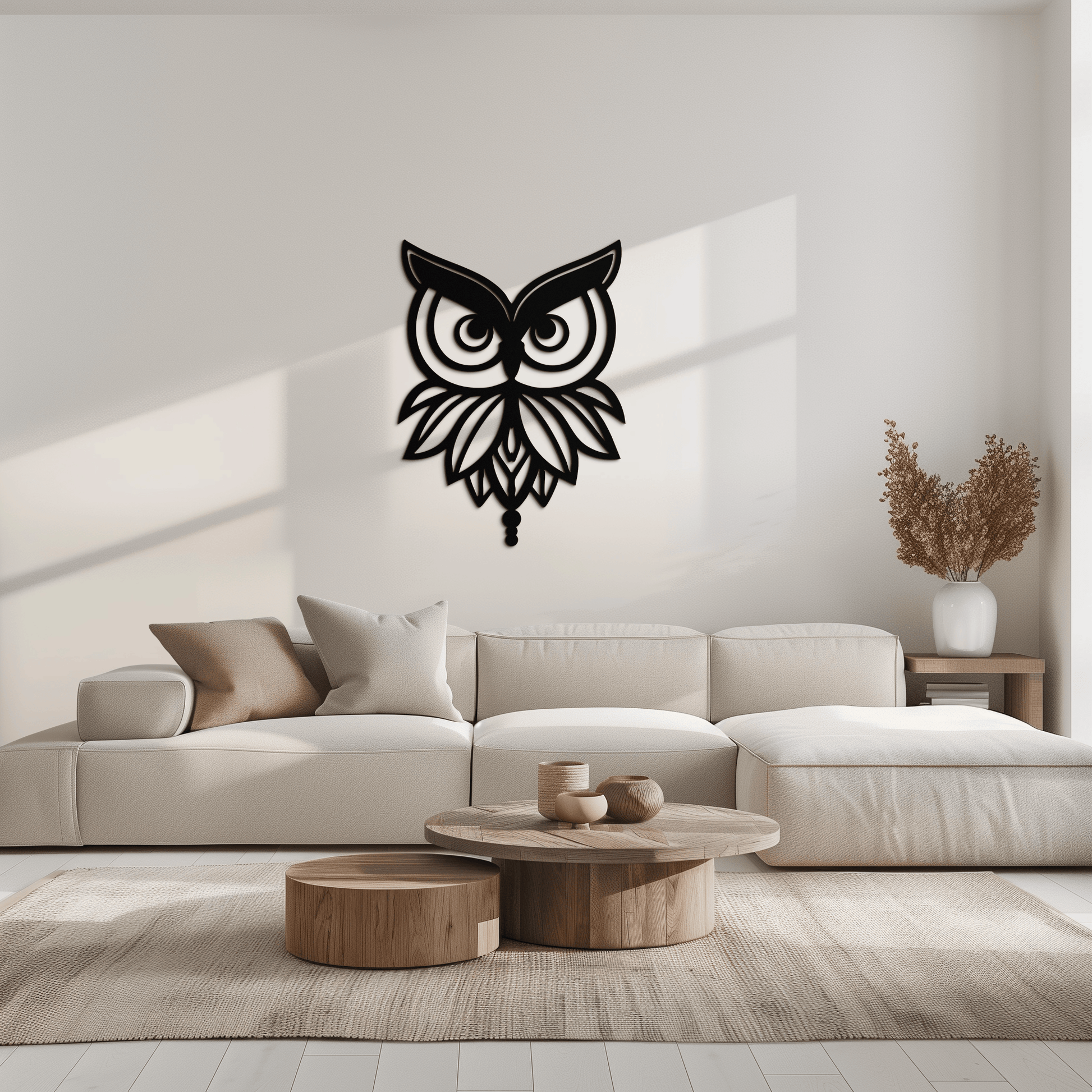 Owl Silhouette Metal Wall Art – Black Steel Bird Wall Decor for Modern Homes- KAF517