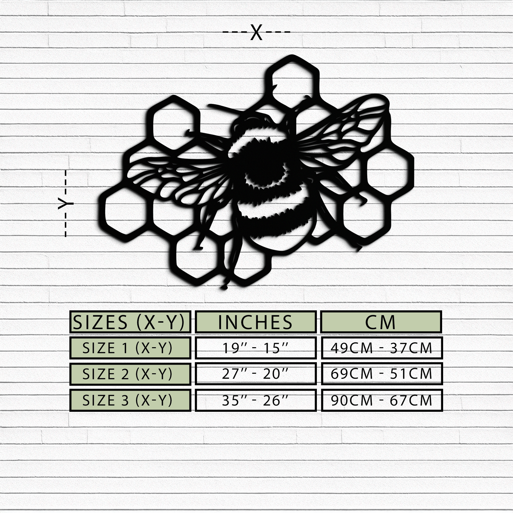 Bumblebee and Honeycomb Silhouette Metal Wall Art – Nature-Inspired Black Bee Decor- KAF545