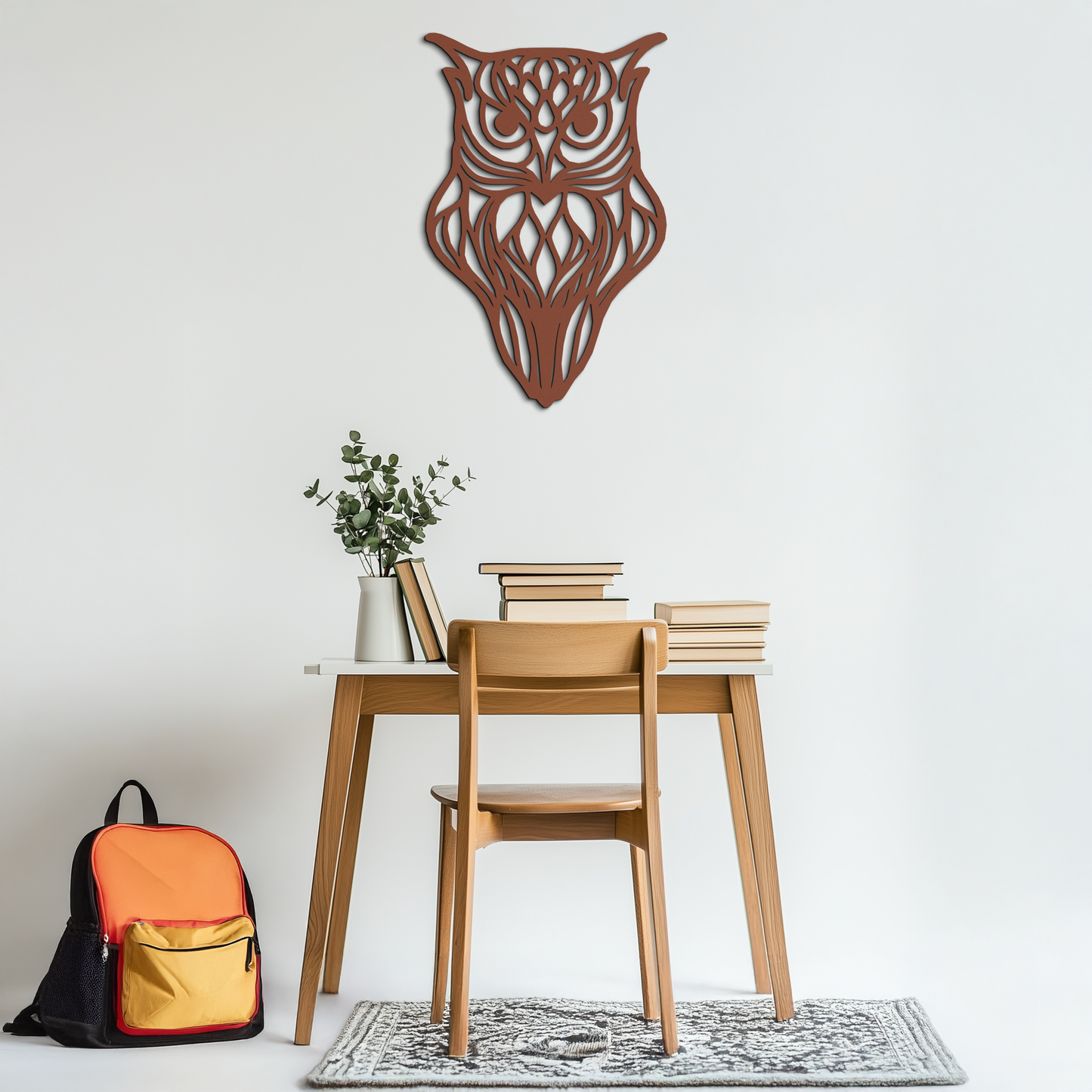 Artistic Owl Silhouette Metal Wall Art – Intricate Black Animal Decor- KAF546