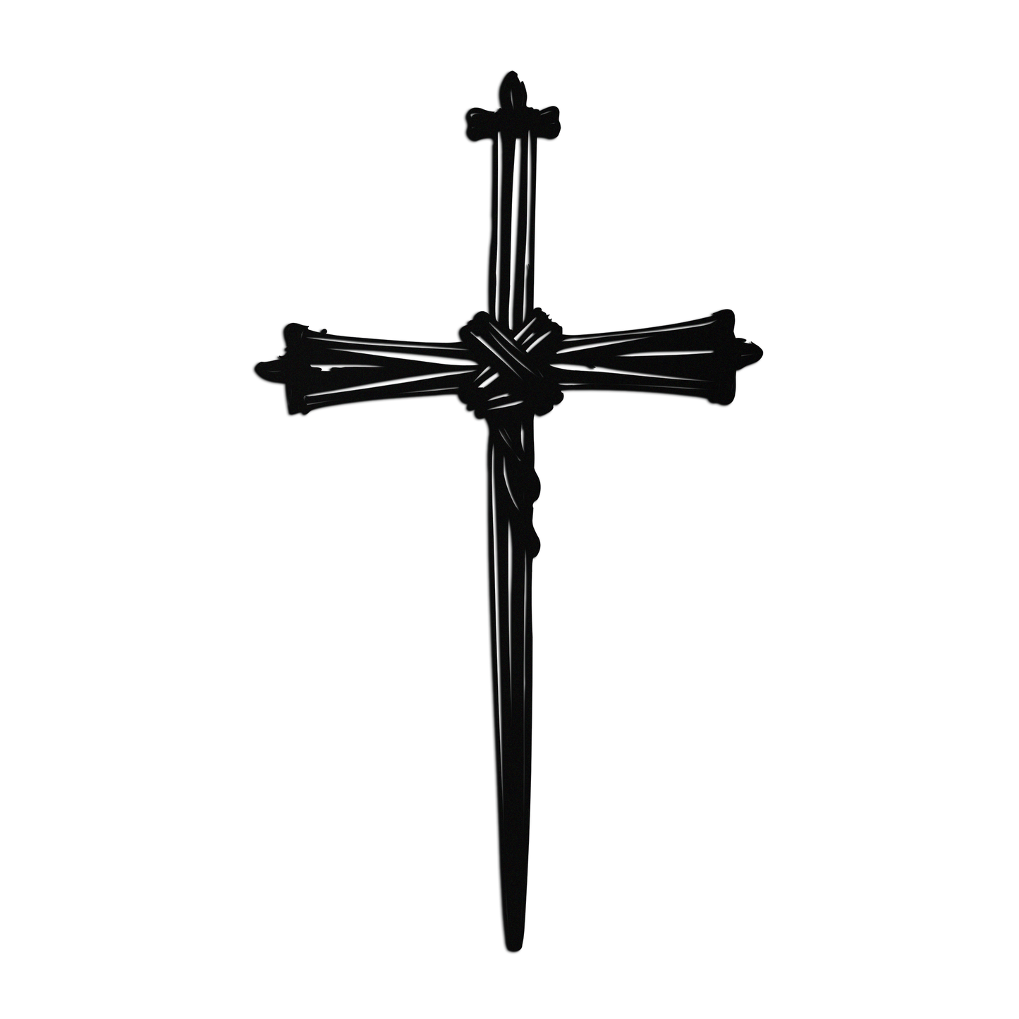 Christian Barbed Wire Cross Metal Wall Art – Religious Rustic Home Decor- KAF553