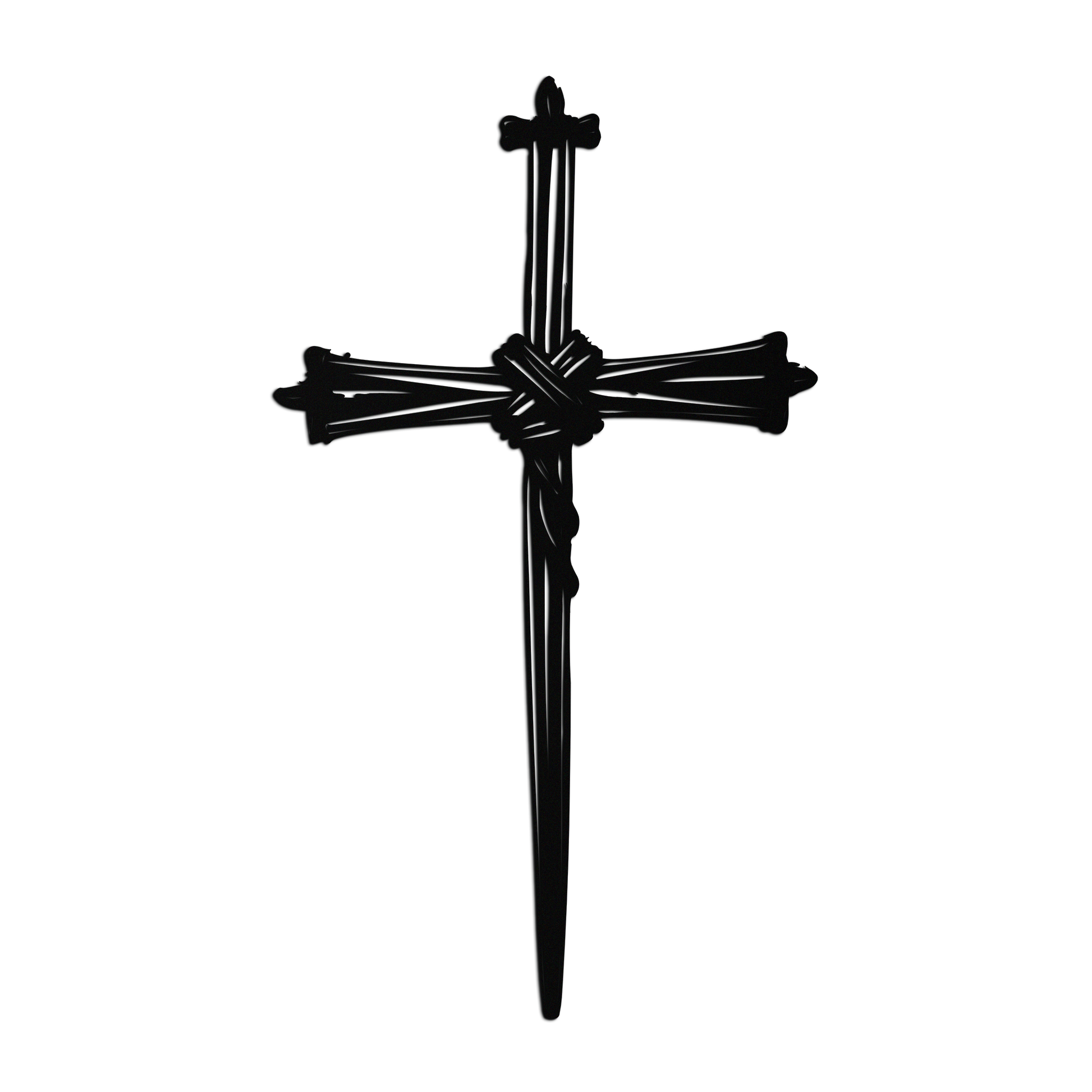 Christian Barbed Wire Cross Metal Wall Art – Religious Rustic Home Decor- KAF553