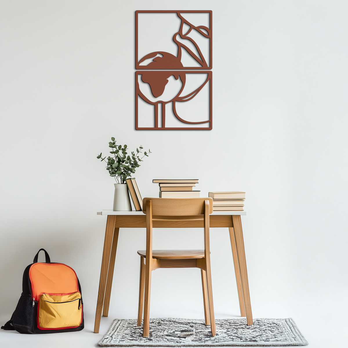 Sensual Earth Kiss Metal Wall Art – Modern Two-Panel Minimalist Decor- KAF564
