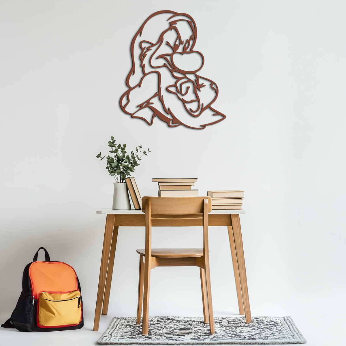 Grumpy Dwarf Metal Wall Art – Whimsical Cartoon-Inspired Metal Silhouette Décor- KAF577