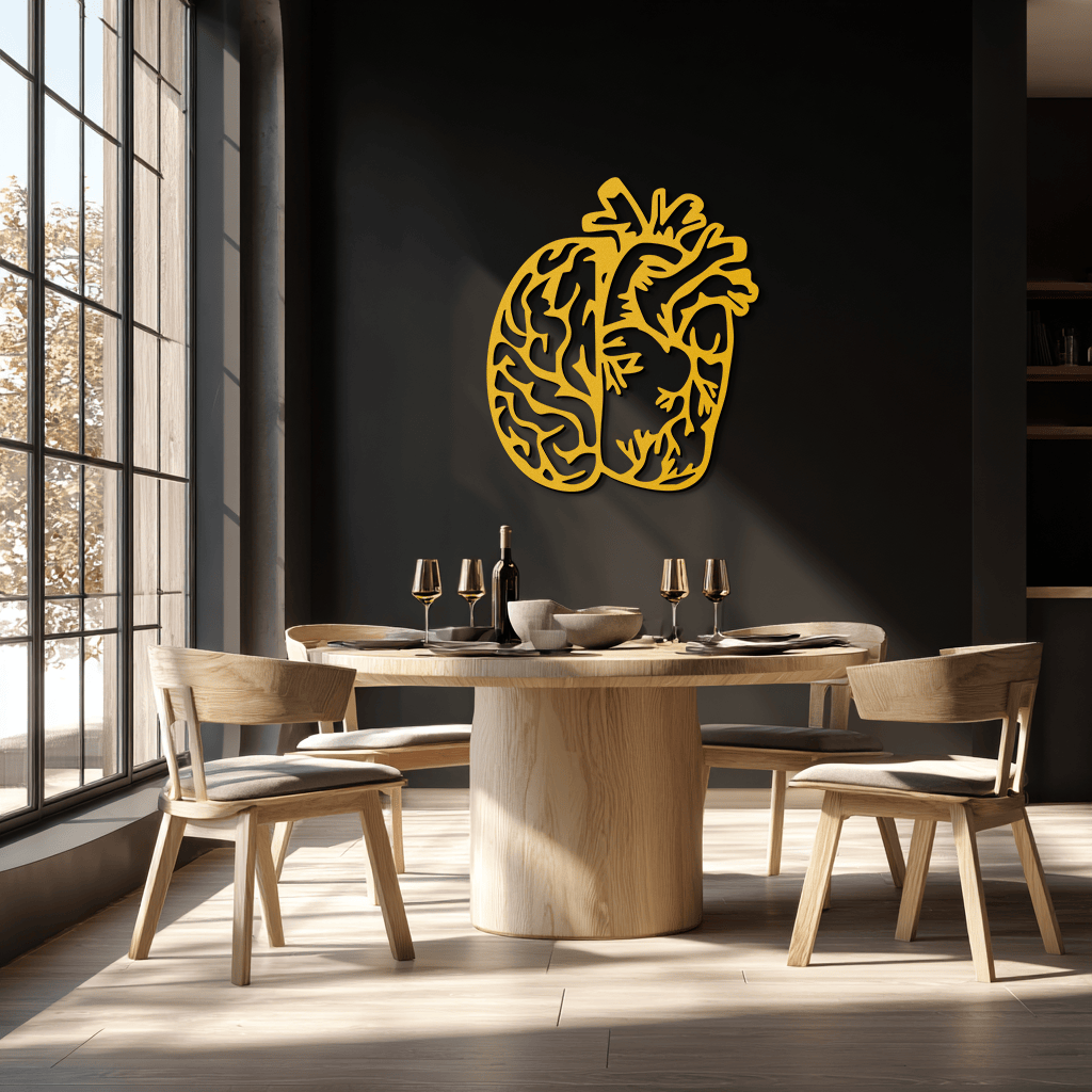 Brain and Heart Fusion Metal Wall Art – Symbolic Anatomy Design for Mind and Emotion Balance- KAF587