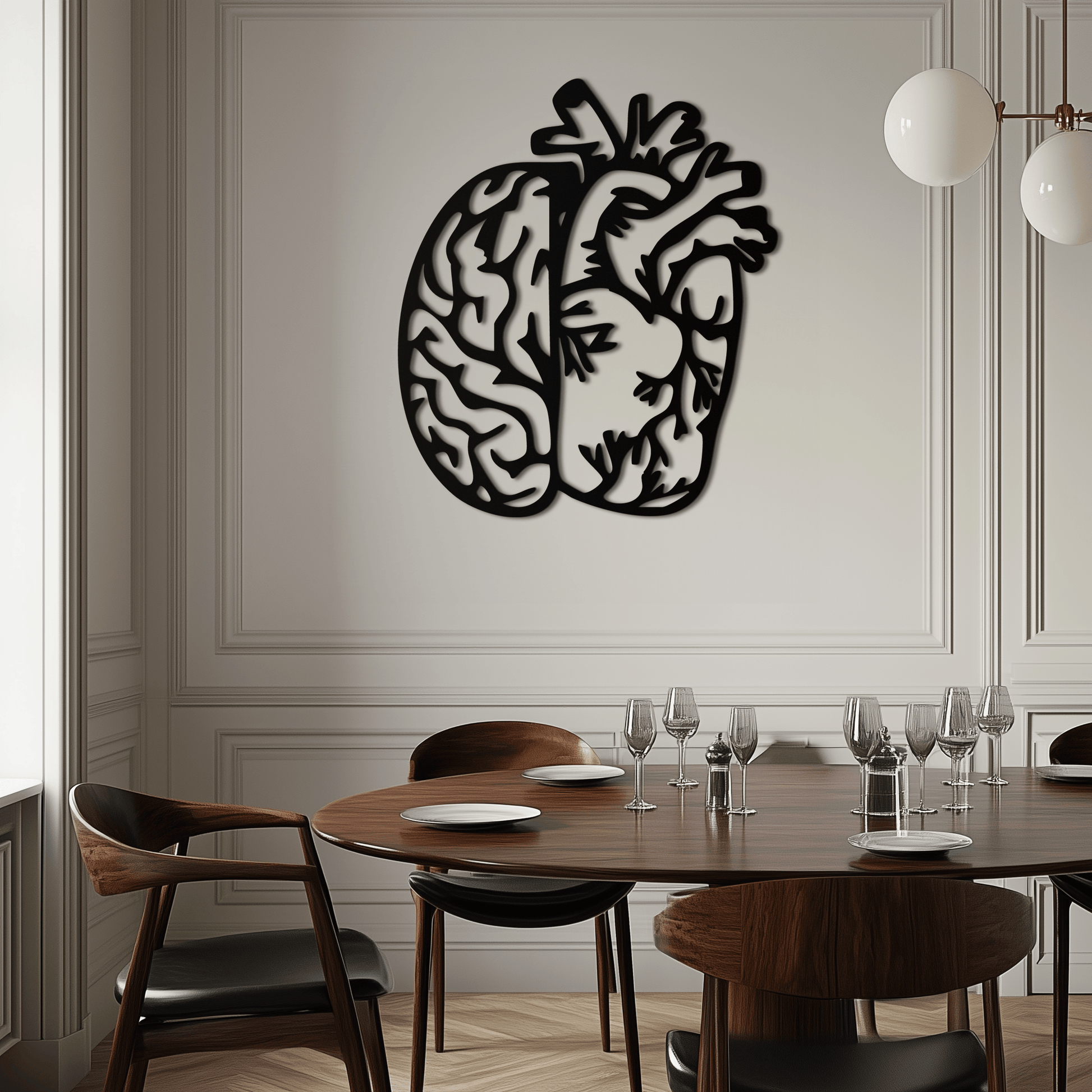 Brain and Heart Fusion Metal Wall Art – Symbolic Anatomy Design for Mind and Emotion Balance- KAF587