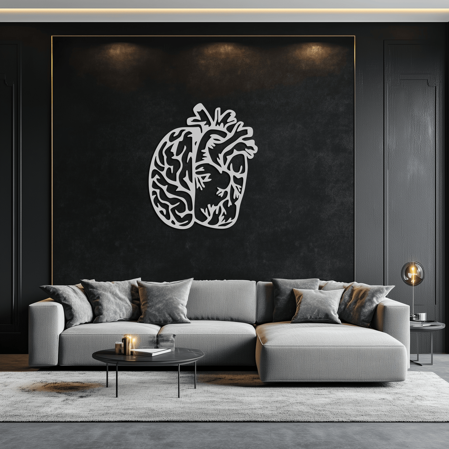 Brain and Heart Fusion Metal Wall Art – Symbolic Anatomy Design for Mind and Emotion Balance- KAF587