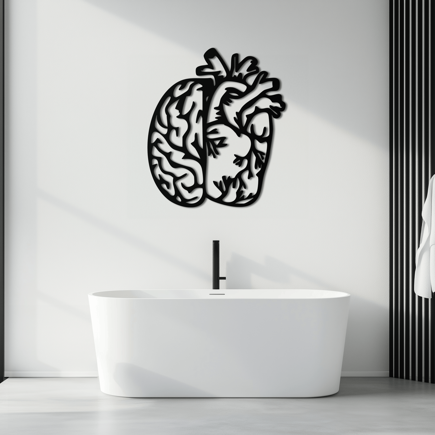 Brain and Heart Fusion Metal Wall Art – Symbolic Anatomy Design for Mind and Emotion Balance- KAF587