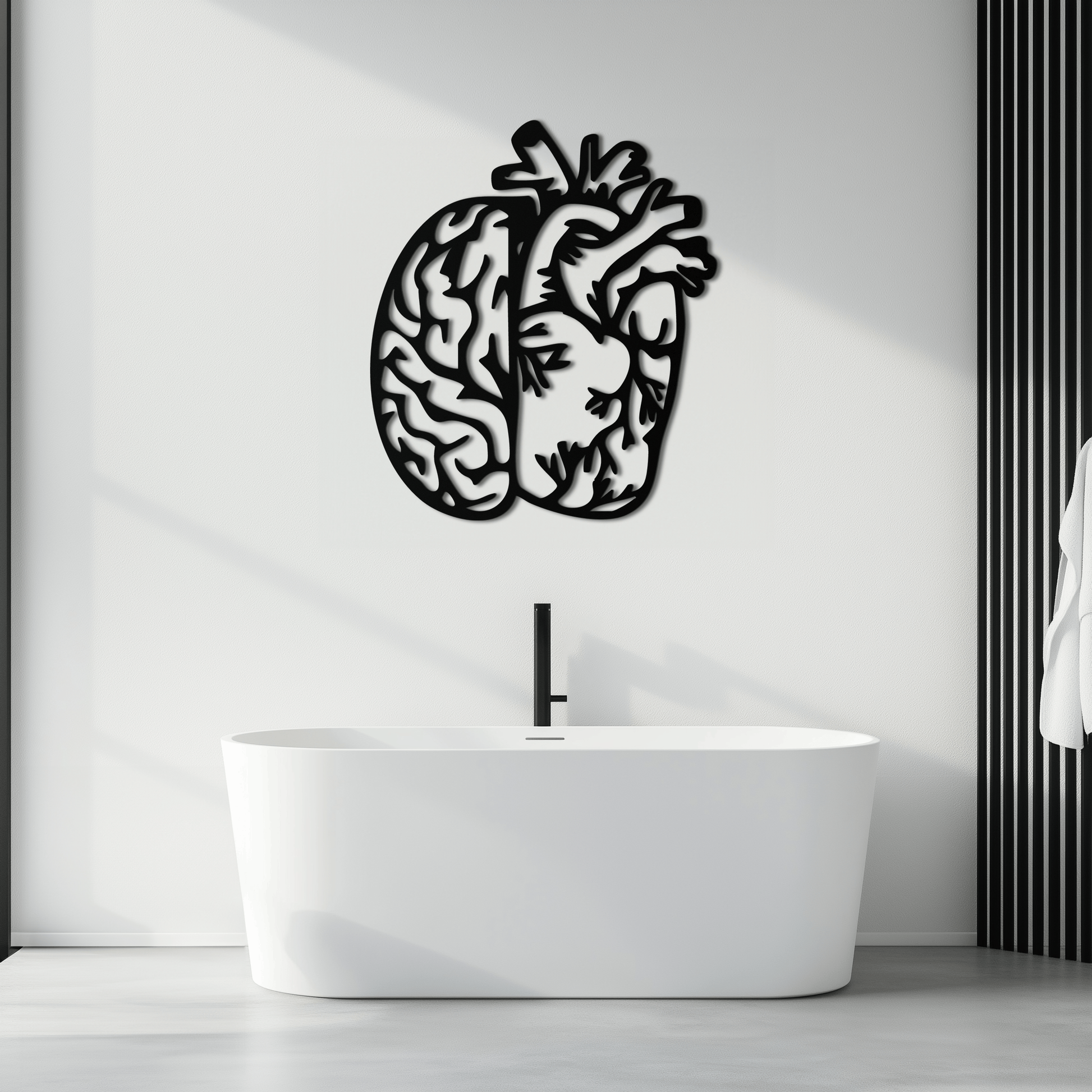Brain and Heart Fusion Metal Wall Art – Symbolic Anatomy Design for Mind and Emotion Balance- KAF587