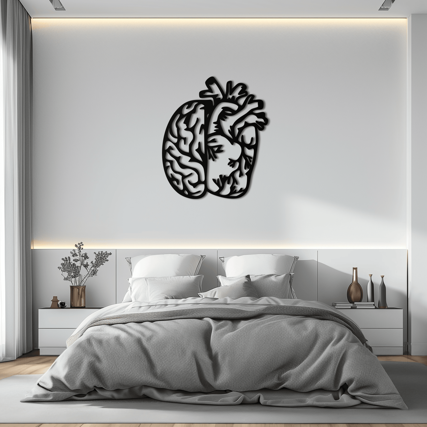 Brain and Heart Fusion Metal Wall Art – Symbolic Anatomy Design for Mind and Emotion Balance- KAF587