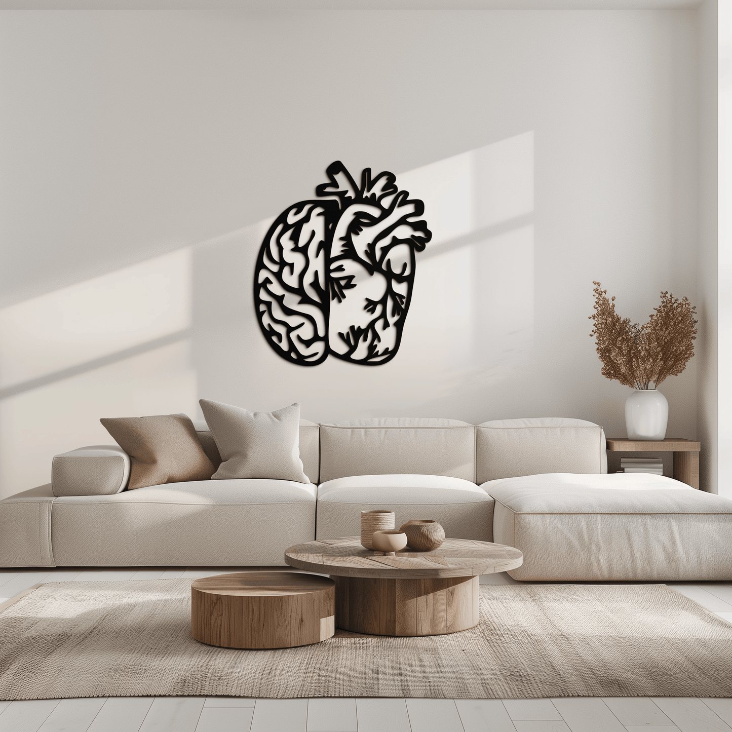 Brain and Heart Fusion Metal Wall Art – Symbolic Anatomy Design for Mind and Emotion Balance- KAF587