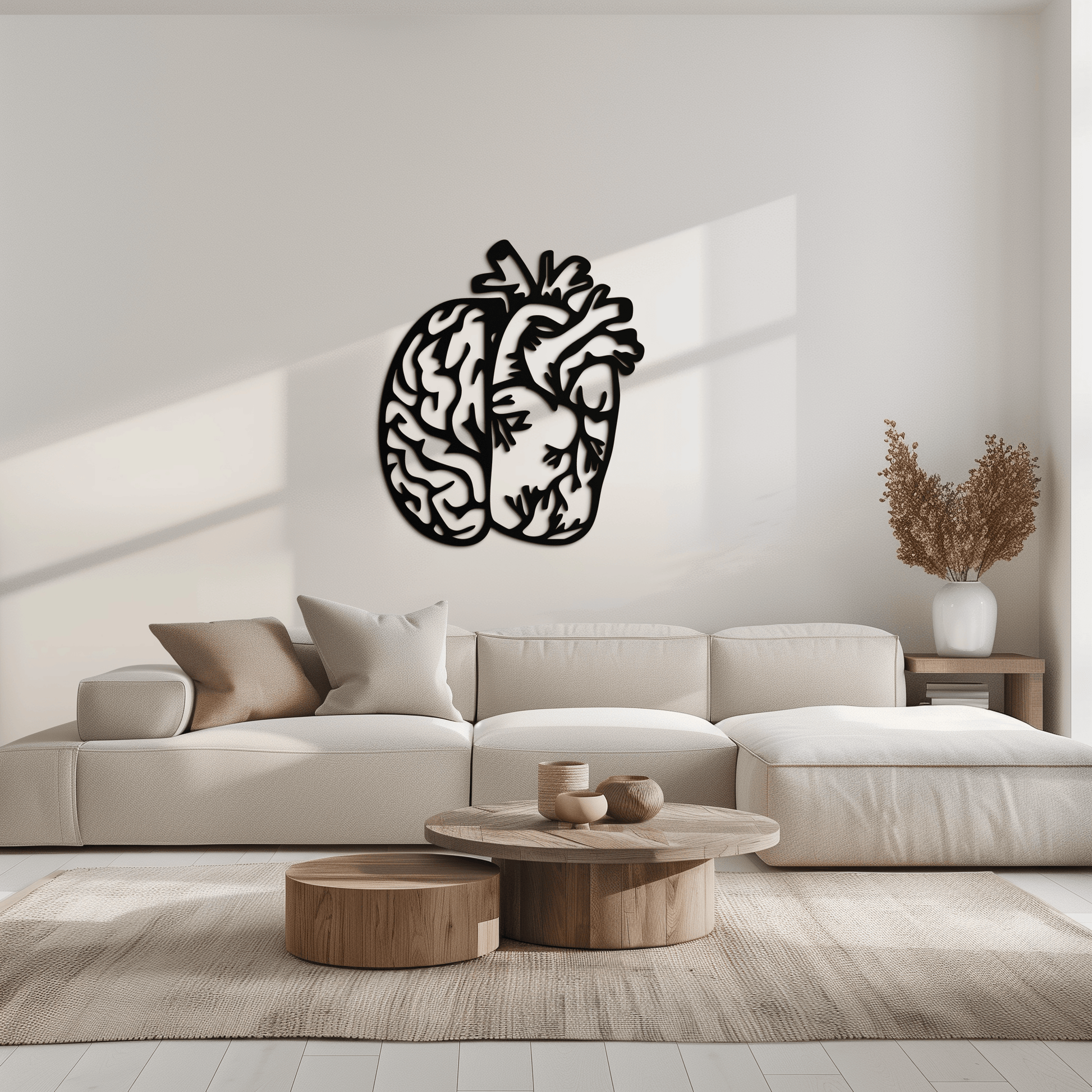 Brain and Heart Fusion Metal Wall Art – Symbolic Anatomy Design for Mind and Emotion Balance- KAF587