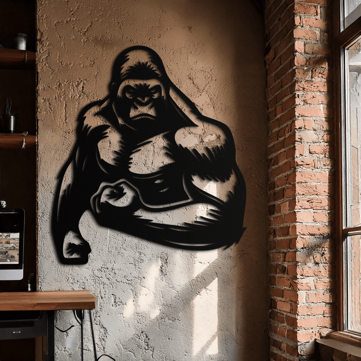 Angry Gorilla Metal Wall Art – Fierce Jungle Animal Decor for Gym and Man Cave- KAF592