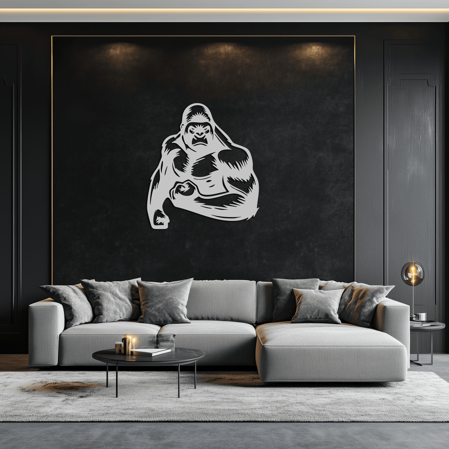 Angry Gorilla Metal Wall Art – Fierce Jungle Animal Decor for Gym and Man Cave- KAF592