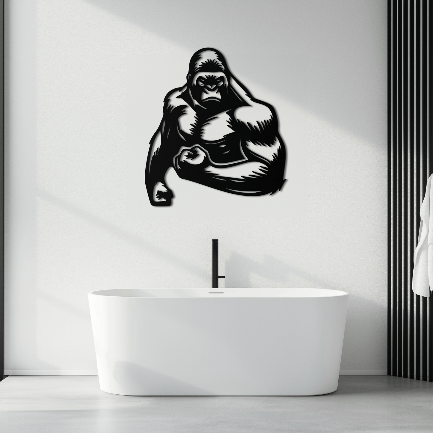 Angry Gorilla Metal Wall Art – Fierce Jungle Animal Decor for Gym and Man Cave- KAF592