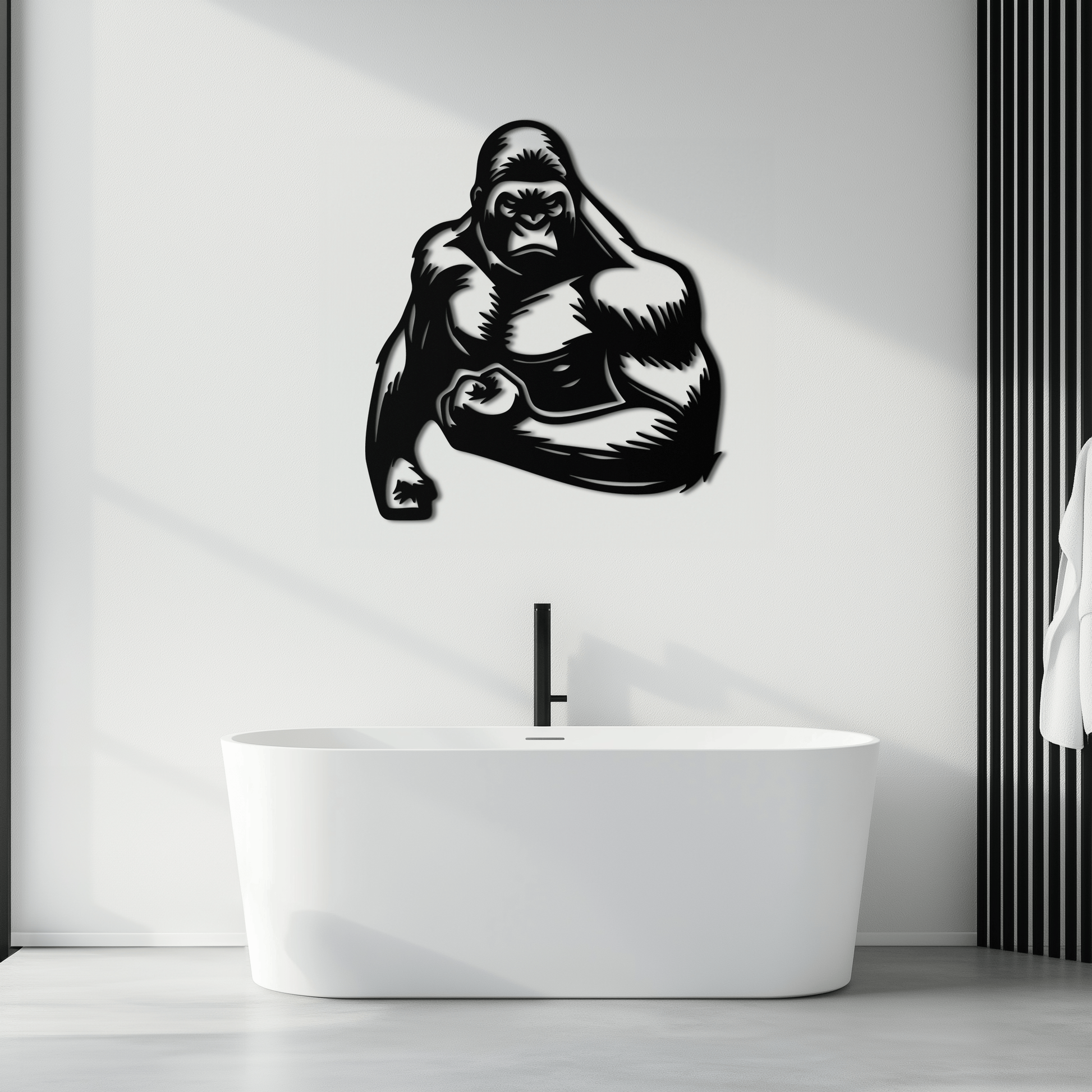 Angry Gorilla Metal Wall Art – Fierce Jungle Animal Decor for Gym and Man Cave- KAF592