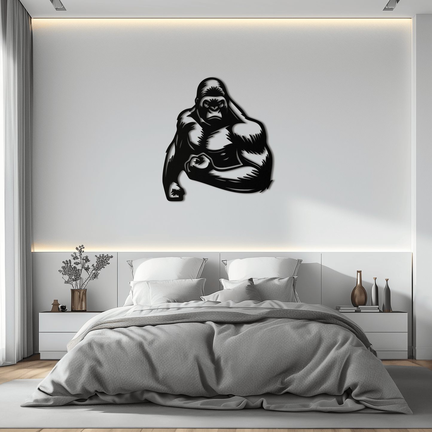 Angry Gorilla Metal Wall Art – Fierce Jungle Animal Decor for Gym and Man Cave- KAF592