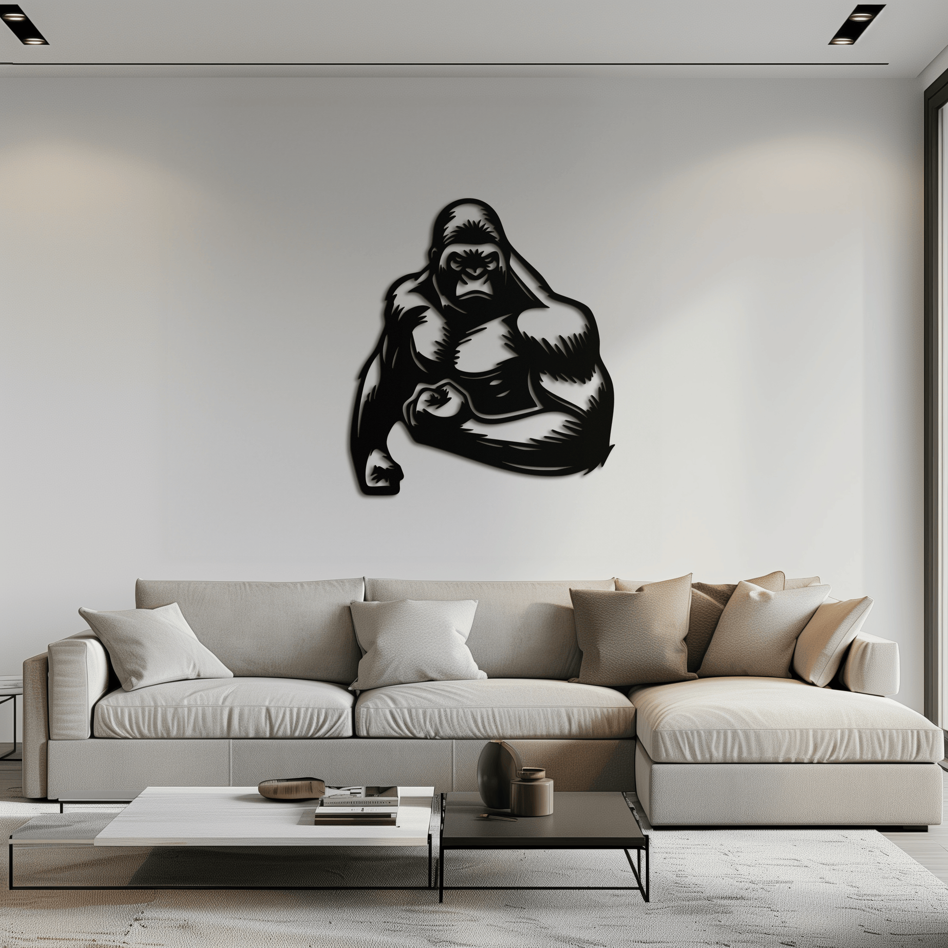 Angry Gorilla Metal Wall Art – Fierce Jungle Animal Decor for Gym and Man Cave- KAF592