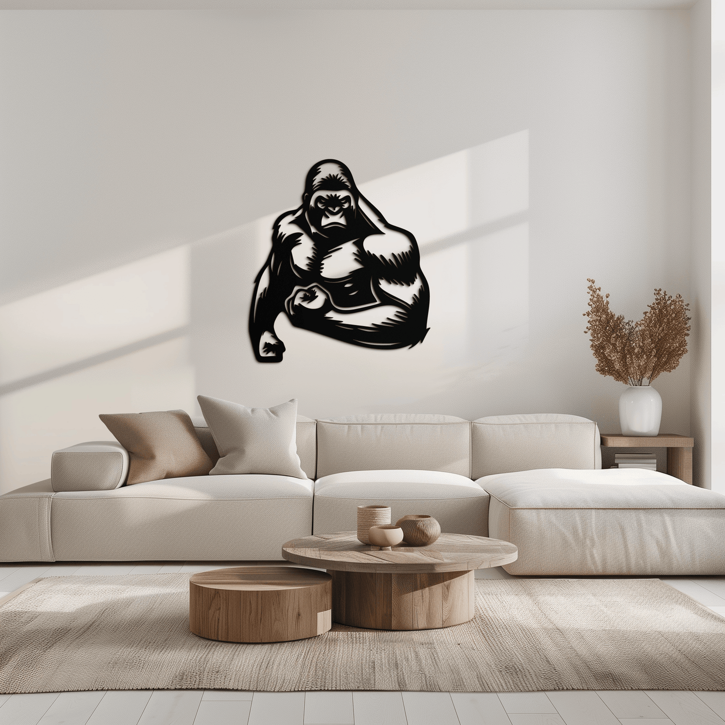 Angry Gorilla Metal Wall Art – Fierce Jungle Animal Decor for Gym and Man Cave- KAF592