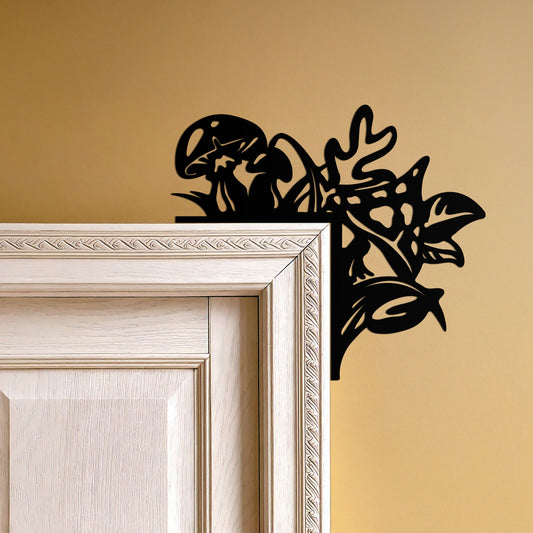 Mushroom Door Corner Metal Wall Art – Whimsical Nature-Themed Metal Decor-KAF608