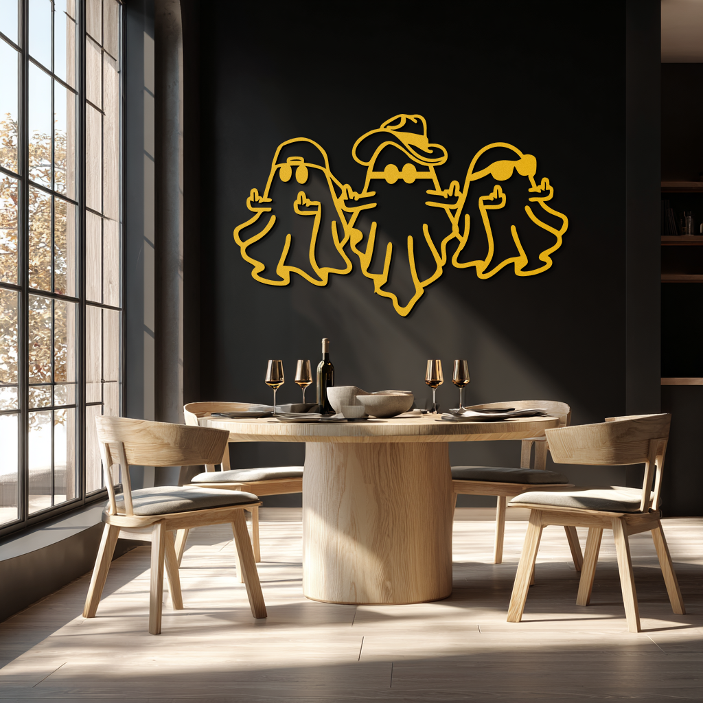 Funny Gangster Ghosts Metal Wall Art – Halloween Cool Spirits Decor-KAF613