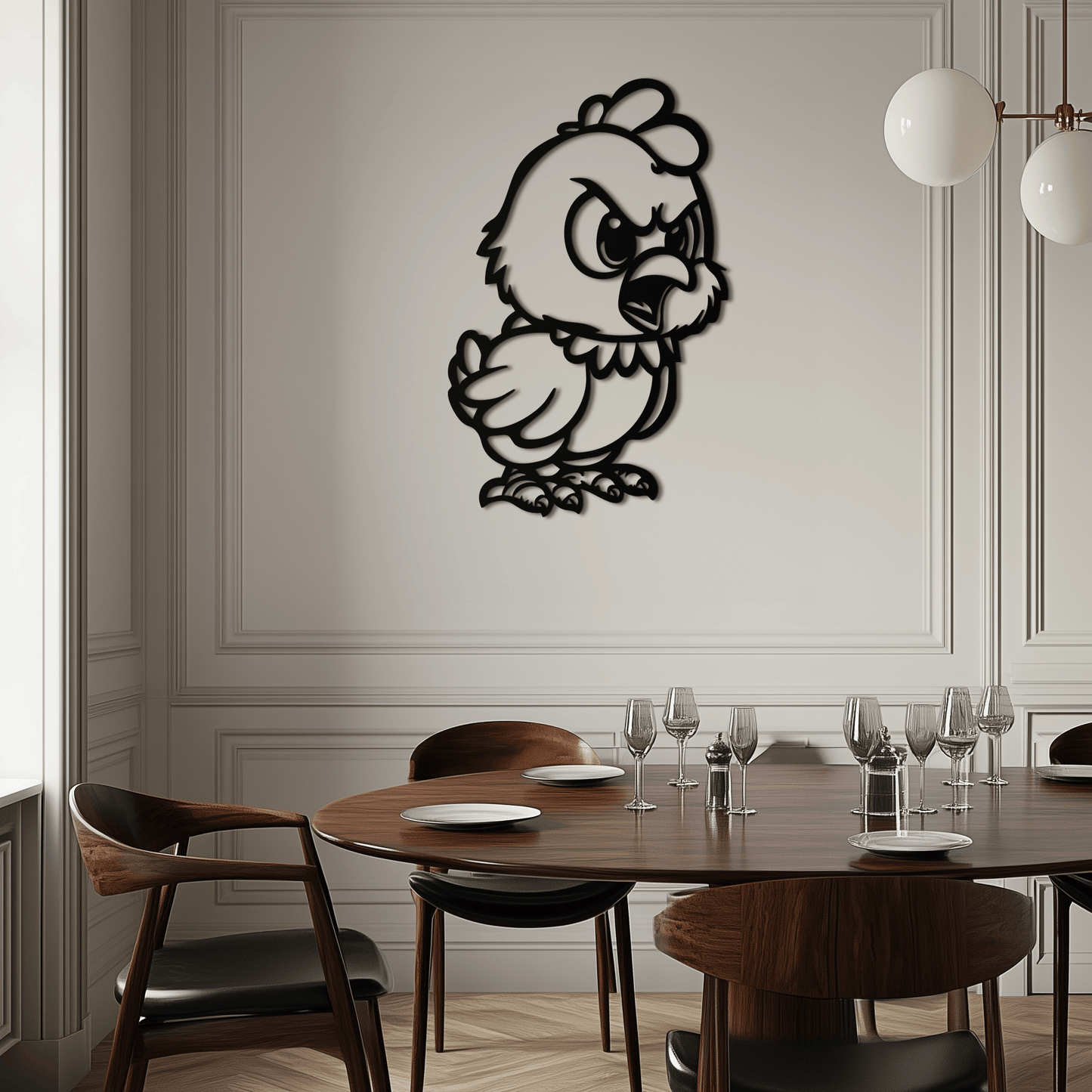Angry Chick Metal Wall Art – Cartoon Chicken Silhouette Wall Decor-KAF618