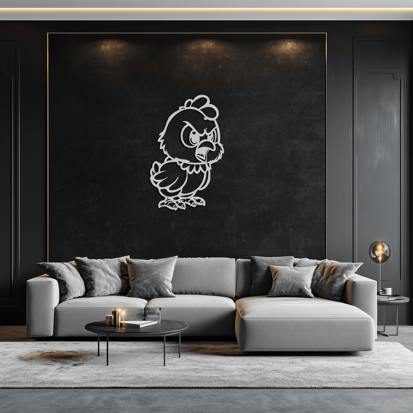 Angry Chick Metal Wall Art – Cartoon Chicken Silhouette Wall Decor-KAF618