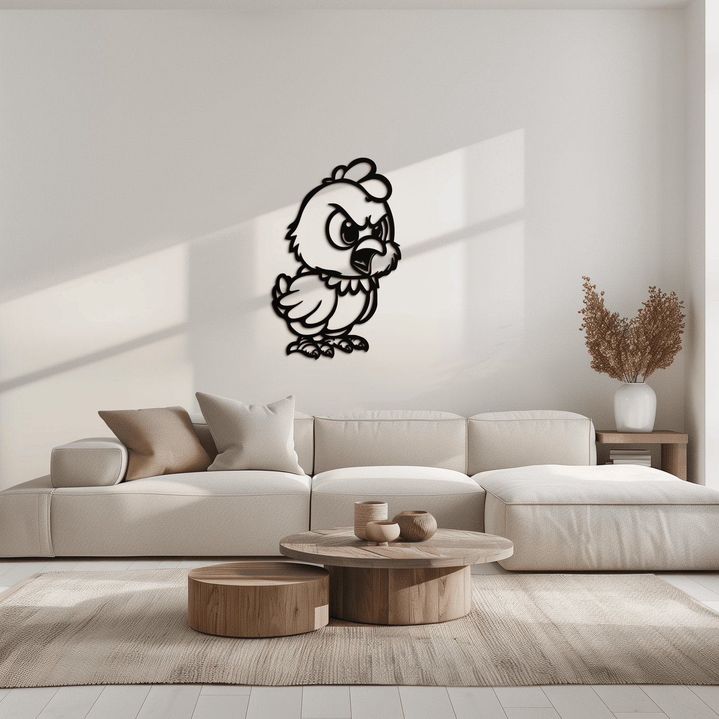 Angry Chick Metal Wall Art – Cartoon Chicken Silhouette Wall Decor-KAF618