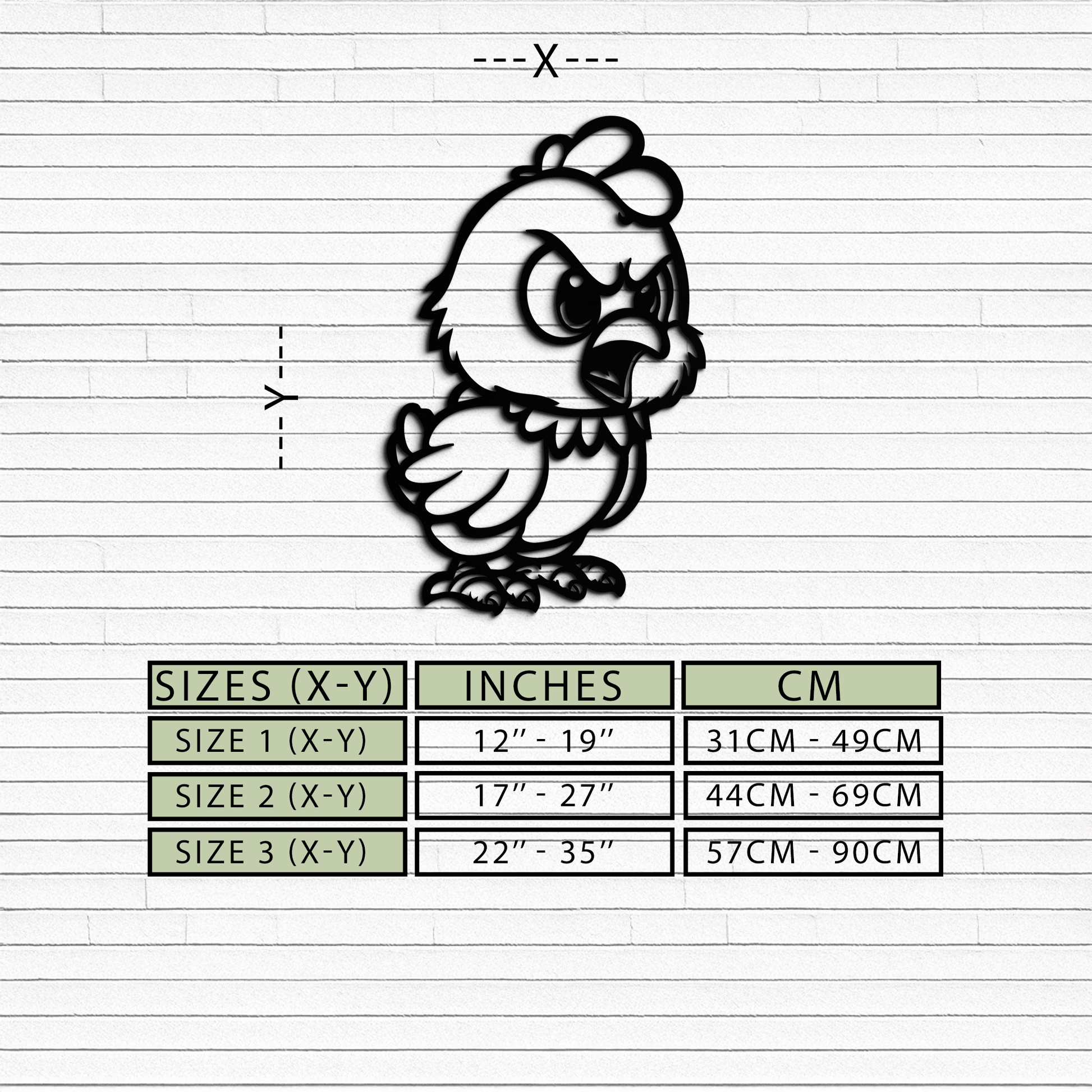 Angry Chick Metal Wall Art – Cartoon Chicken Silhouette Wall Decor-KAF618