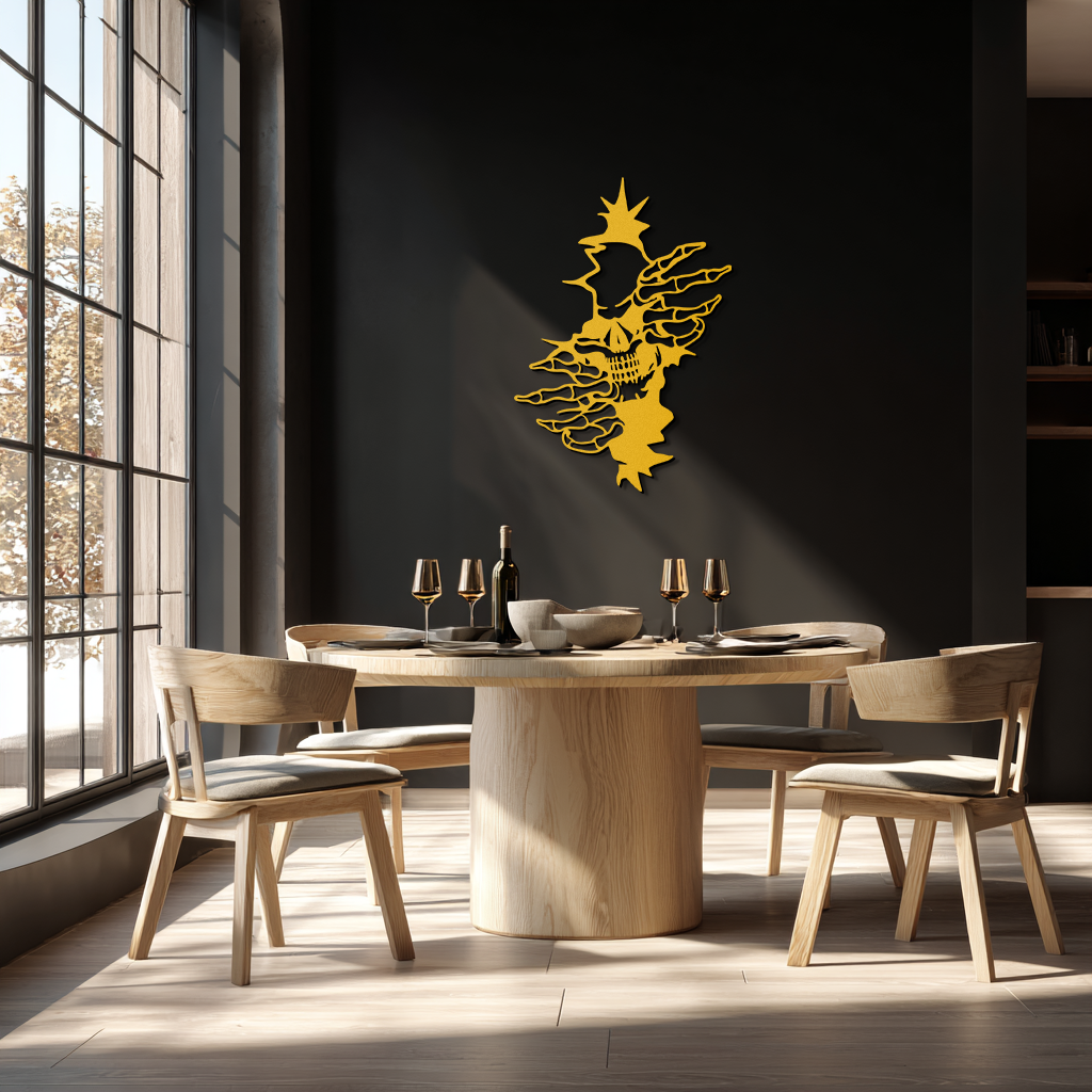 Skeleton Hands and Skull Metal Wall Art – Ripped Wall Horror Decor-KAF619