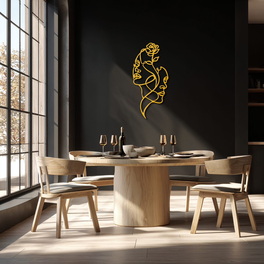 Abstract Line Art Woman Faces Metal Wall Art – Modern Minimalist Home Decor-KAF620