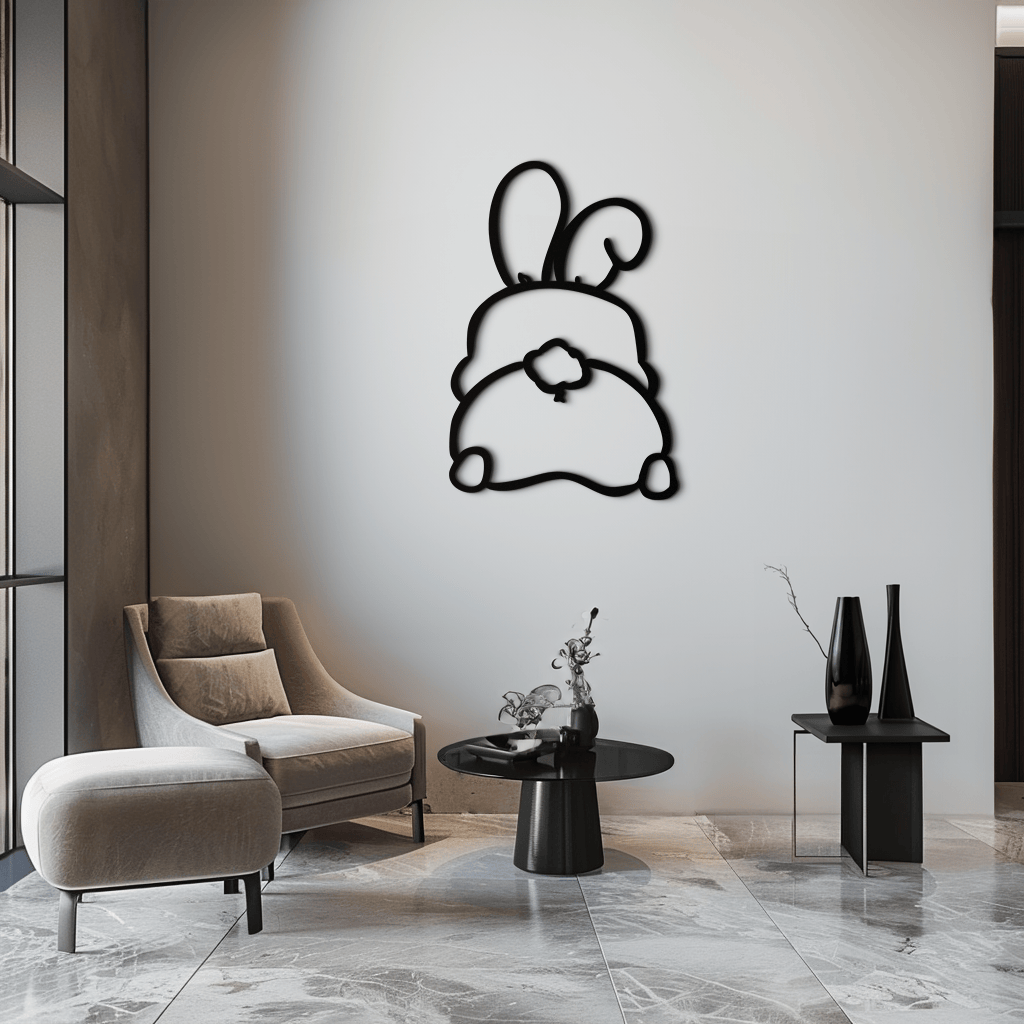Funny Bunny Butt Metal Wall Art – Playful Easter Rabbit Decor- KAF622