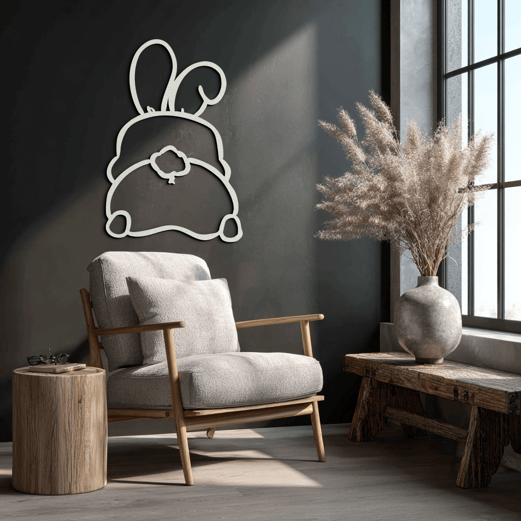 Funny Bunny Butt Metal Wall Art – Playful Easter Rabbit Decor- KAF622