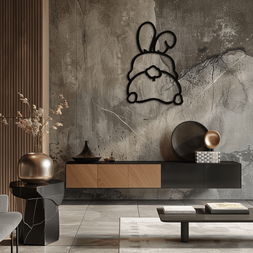 Funny Bunny Butt Metal Wall Art – Playful Easter Rabbit Decor- KAF622