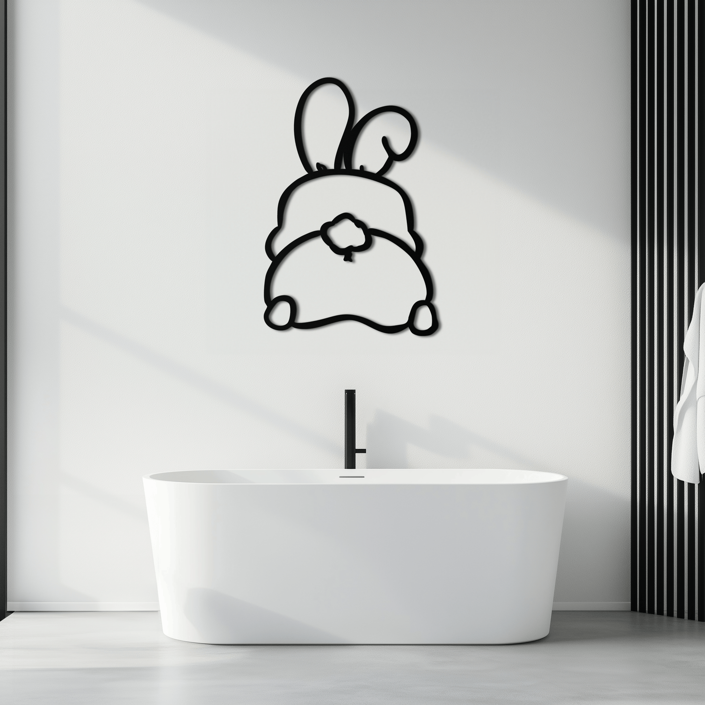 Funny Bunny Butt Metal Wall Art – Playful Easter Rabbit Decor- KAF622