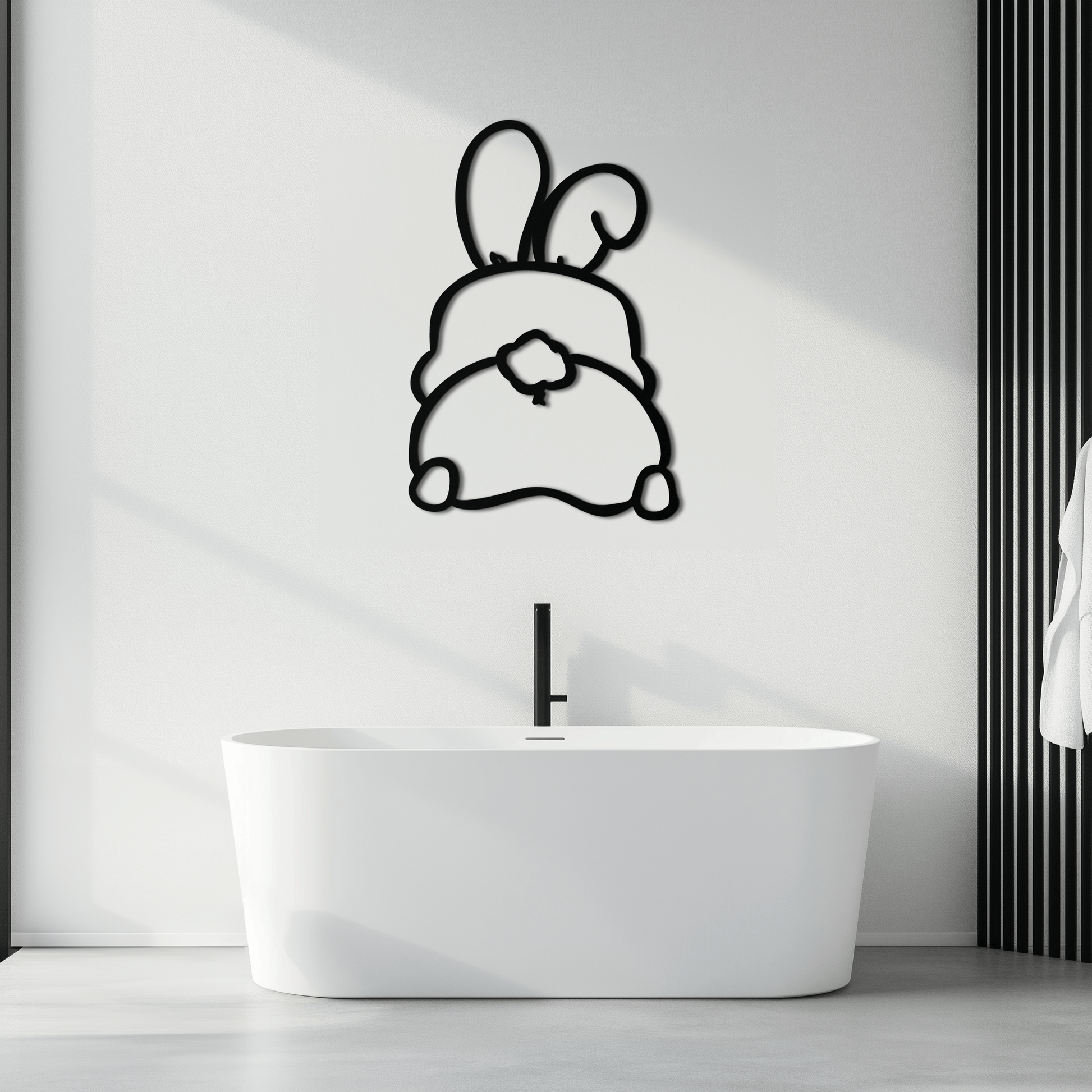 Funny Bunny Butt Metal Wall Art – Playful Easter Rabbit Decor- KAF622