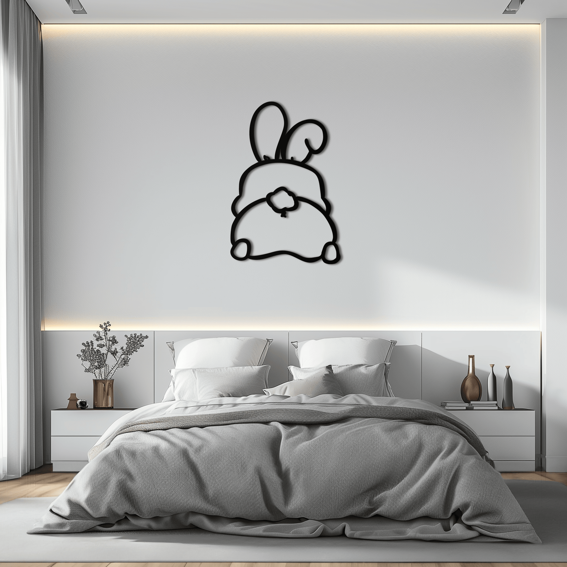 Funny Bunny Butt Metal Wall Art – Playful Easter Rabbit Decor- KAF622