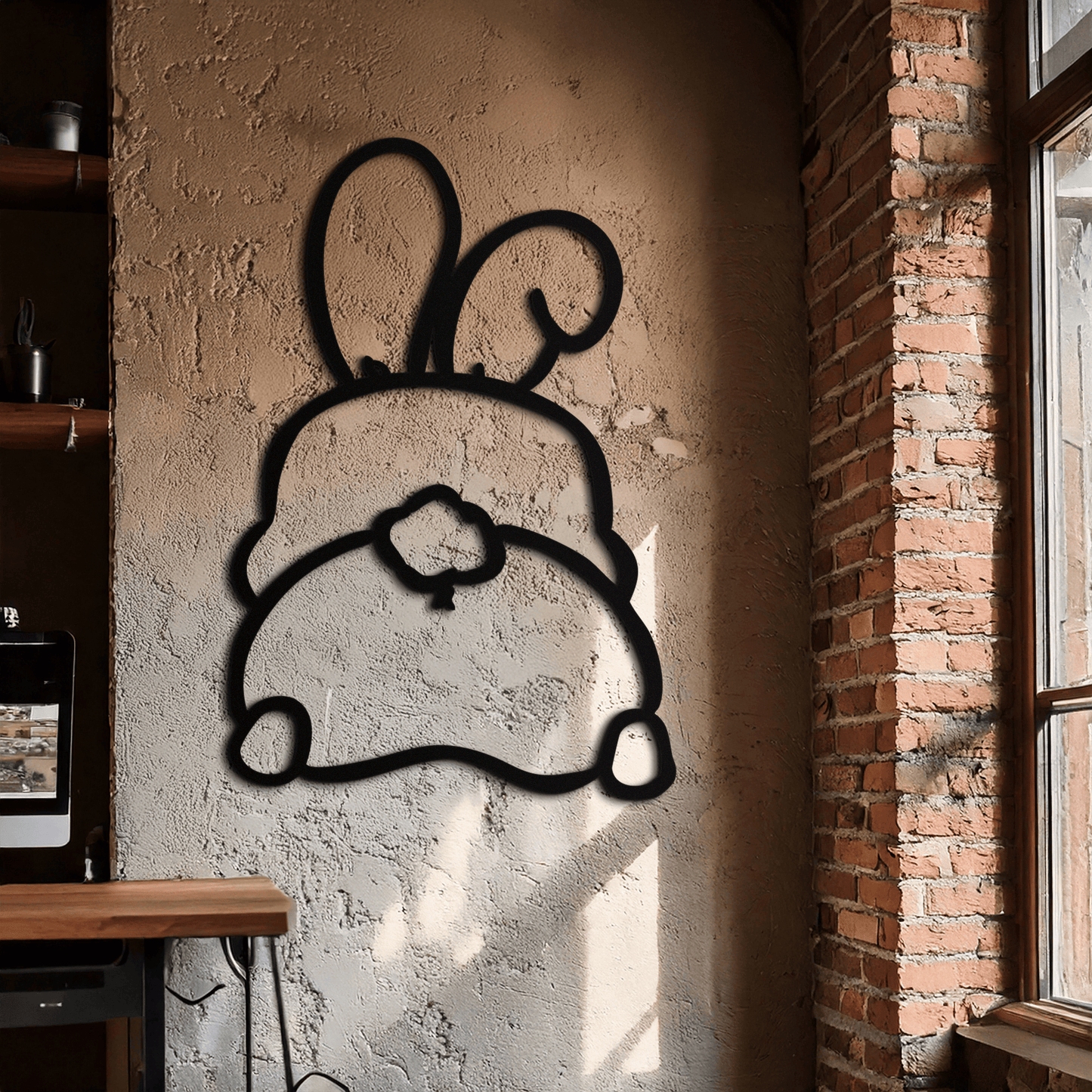 Funny Bunny Butt Metal Wall Art – Playful Easter Rabbit Decor- KAF622