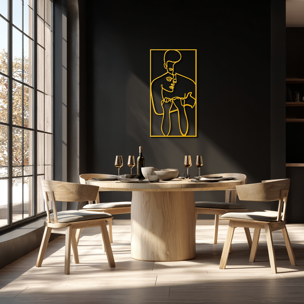 act Couple Line Art Metal Wall Decor Abstr– Modern Minimalist Love Artwork- KAF625
