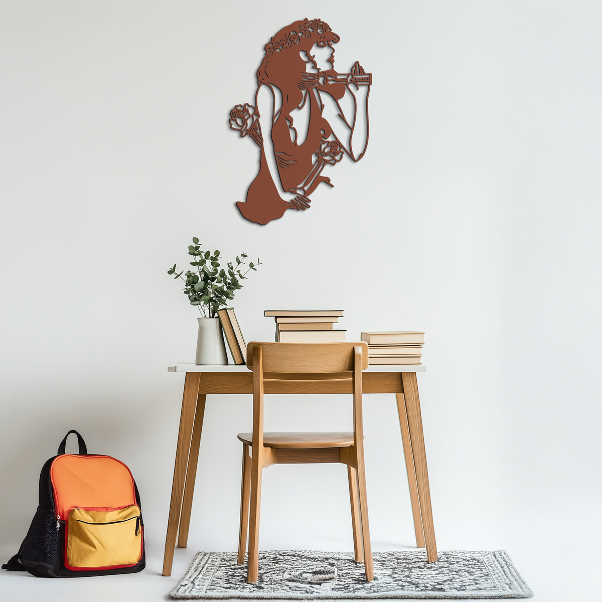 Skeleton Embrace Rose Lady Metal Wall Art – Romantic Gothic Silhouette Decor- KAF632