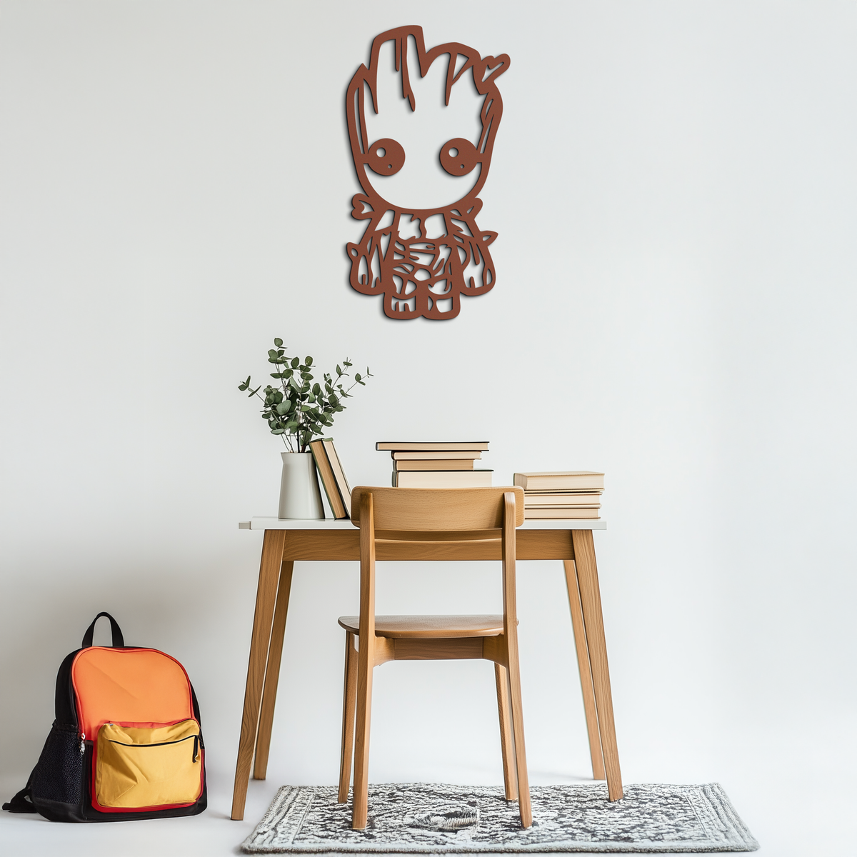 Baby Groot Silhouette Metal Wall Art – Cute Comic Character Metal Decor for Kids and Fans- KAF636