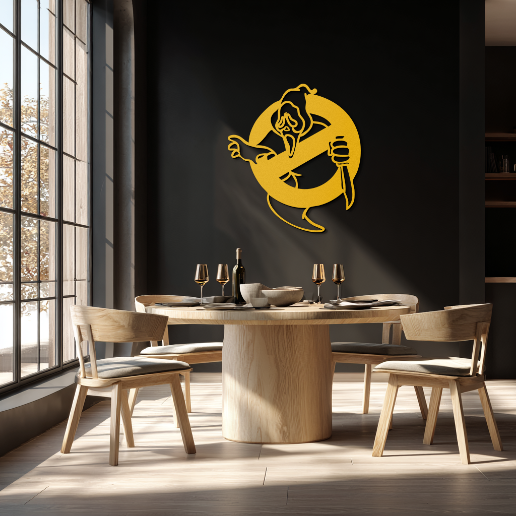 Ghost Scream Inspired Metal Wall Art – Horror Comedy Themed Home Decor Panel- KAF638