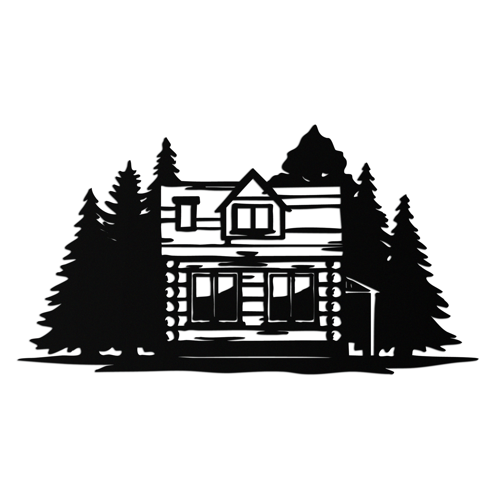 Mountain Log Cabin Metal Wall Art – Nature Inspired Outdoor Wall Decor for Home & Lodge- KAF640