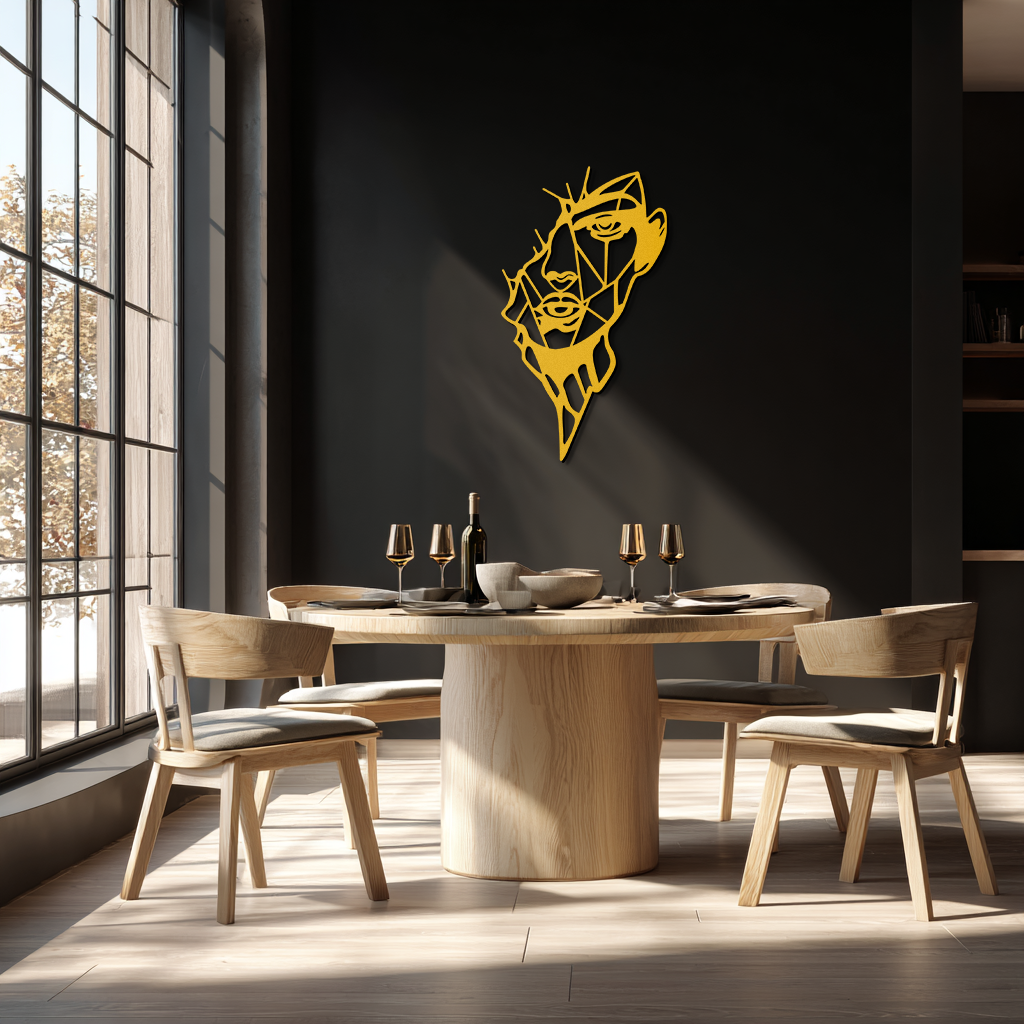 Abstract Line Art Woman Face Metal Wall Art – Modern Feminine Silhouette Decor- KAF650