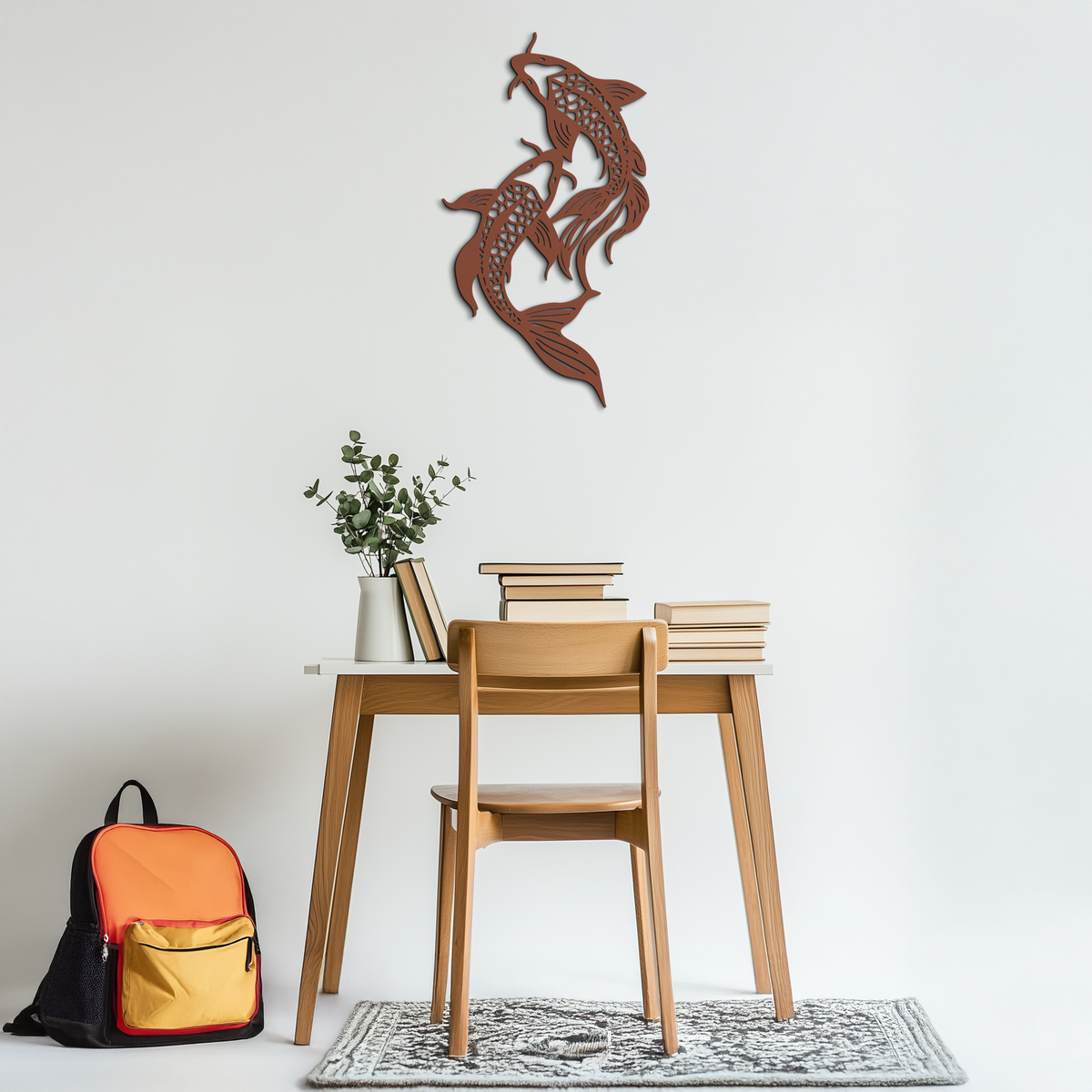 Dual Fish Metal Wall Art – Nature-Inspired Aquatic Silhouette for Modern Interiors- KAF653
