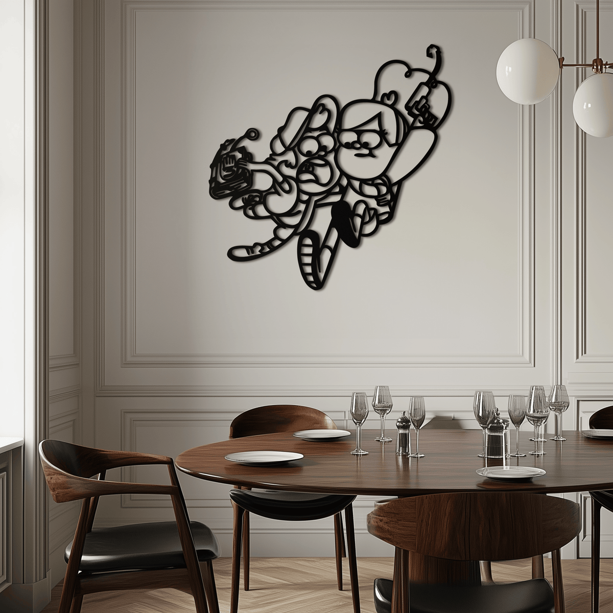 Mabel & Dipper Pines Metal Wall Art – Gravity Falls-Inspired Silhouette for Fans- KAF661